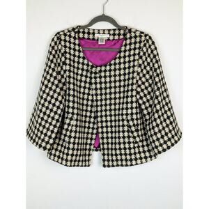 Vertigo Paris Blazer Jacket Wool Diamond Mod Jackie O Vintage Black Cream Size M